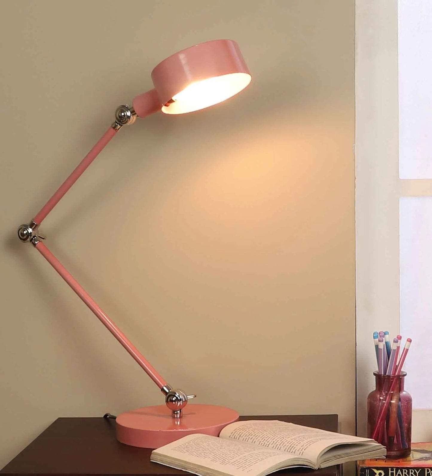 Matte Pink Adjustable Study Lamp – Modern Desk Lamp for Study, Reading & Home Décor